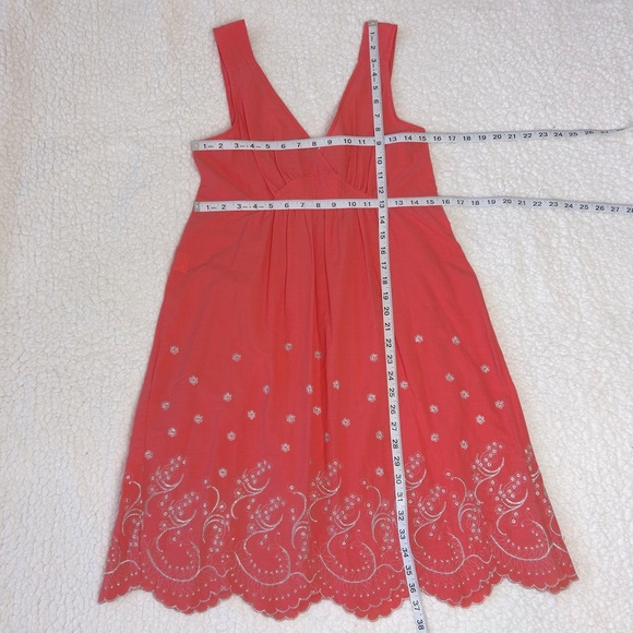 Made in France Scarlet Roos Women's Orange Embroidered Knee Length Sundress Sz 2 - Picture 9 of 9